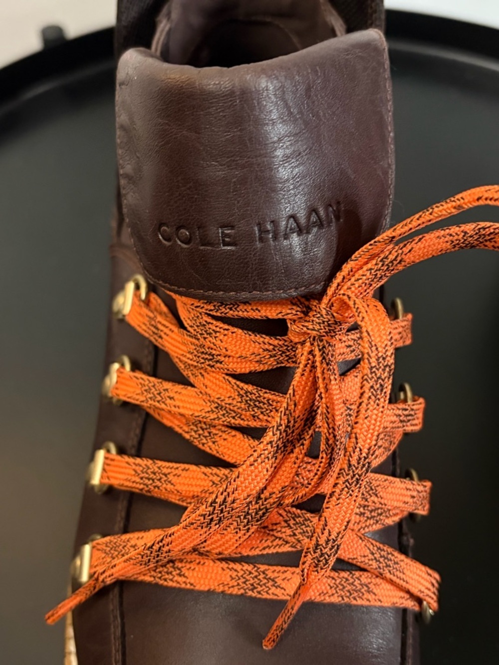 Cole Haan Grand Explore Brown Leather Lace-Up Platform Boot with Orange Laces - Picture 8 of 11
